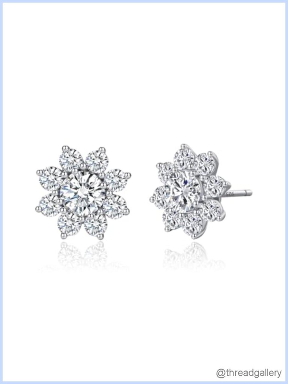Flower Moissanite Stud Earrings 925 Sterling Silver 18K White Gold Plated